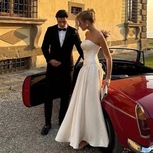 Ivory Dress - Midi Dress - Bridesmaid Dresses - Silk Dress - Simple Wedding Dress - Engagement Dress - Slip Dress - Gift for her