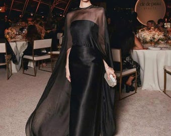 Black Dress - Maxi Dress - Bridesmaid Dresses - Silk Dress - Simple Wedding Dress - Engagement Dress - Slip Dress - Gift for her