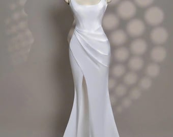 White Dress - Long Dress - Party Dress - Simple Wedding Dress - Gift For Her - Engagement Dress - Gift For Bride - Prom Dress