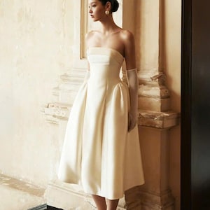 Ivory Dress - Midi Dress - Bridesmaid Dresses - Silk Dress - Simple Wedding Dress - Engagement Dress - Slip Dress - Gift for her