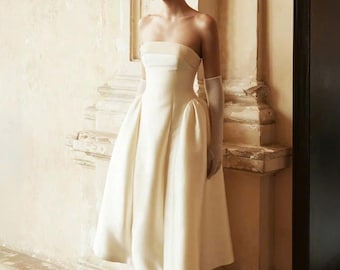 Ivory Dress - Midi Dress - Bridesmaid Dresses - Silk Dress - Simple Wedding Dress - Engagement Dress - Slip Dress - Gift for her