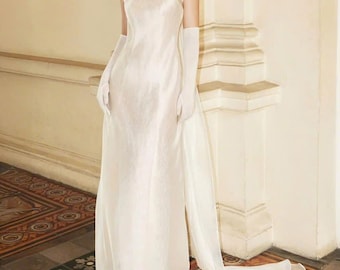 Ivory Dress - Maxi Dress - Bridesmaid Dresses - Silk Dress - Simple Wedding Dress - Engagement Dress - Slip Dress - Gift for her