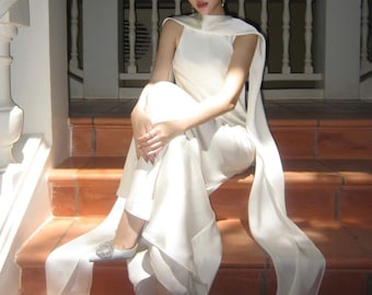 Ivory Dress - Maxi Dress - Bridesmaid Dresses - Silk Dress - Simple Wedding Dress - Engagement Dress - Slip Dress - Gift for her