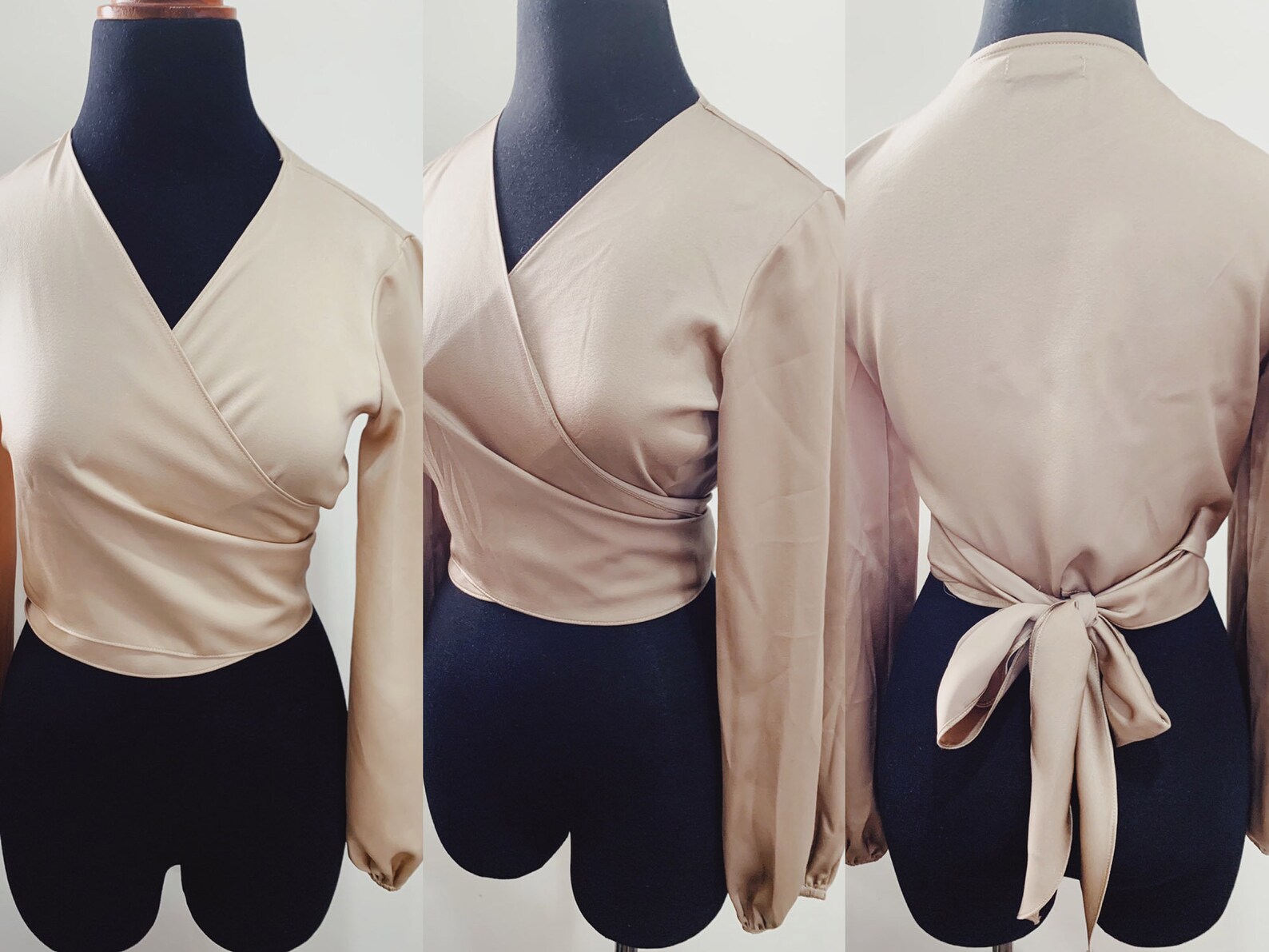 Women’s Stylish Long Sleeve Wrap Blouse