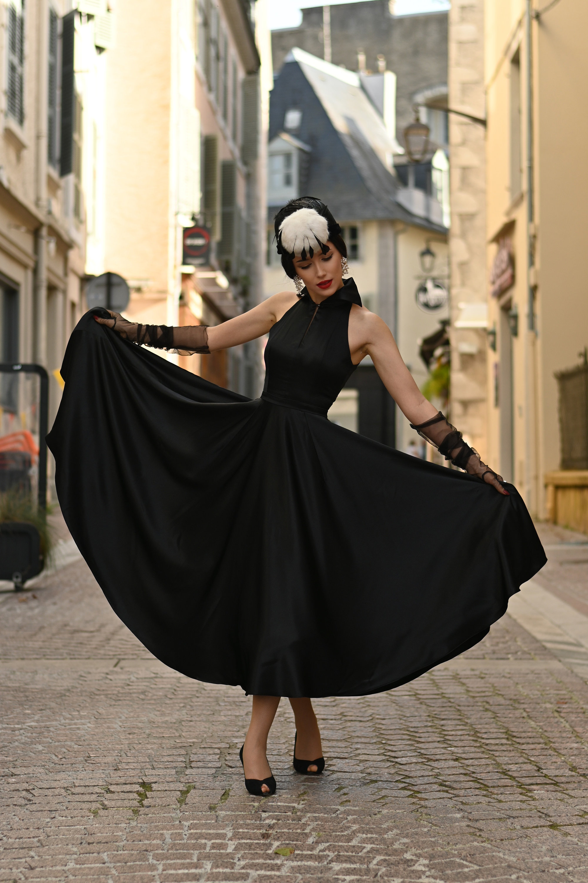 audrey hepburn black dress for sale 1950s Vintage Black Dress with Bow Audrey Hepburn Inspired SMALL