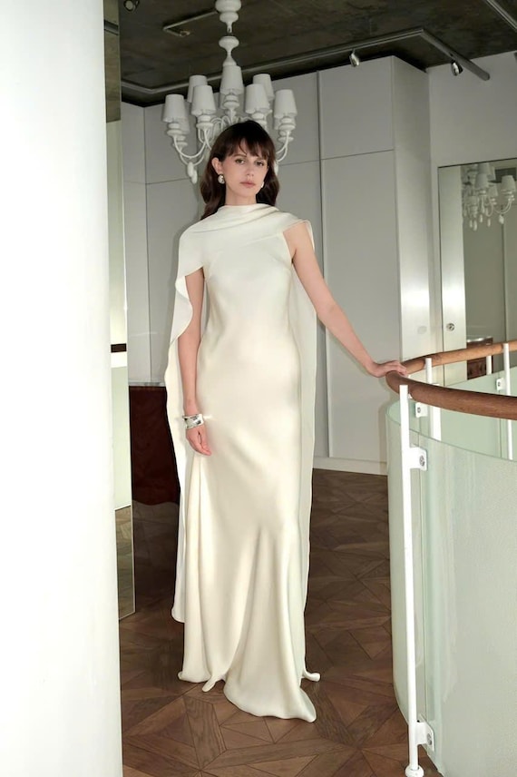 Ivory Dress - Maxi Dress - Bridesmaid Dresses - Silk Dress - Simple Wedding Dress - Engagement Dress - Slip Dress - Gift for her