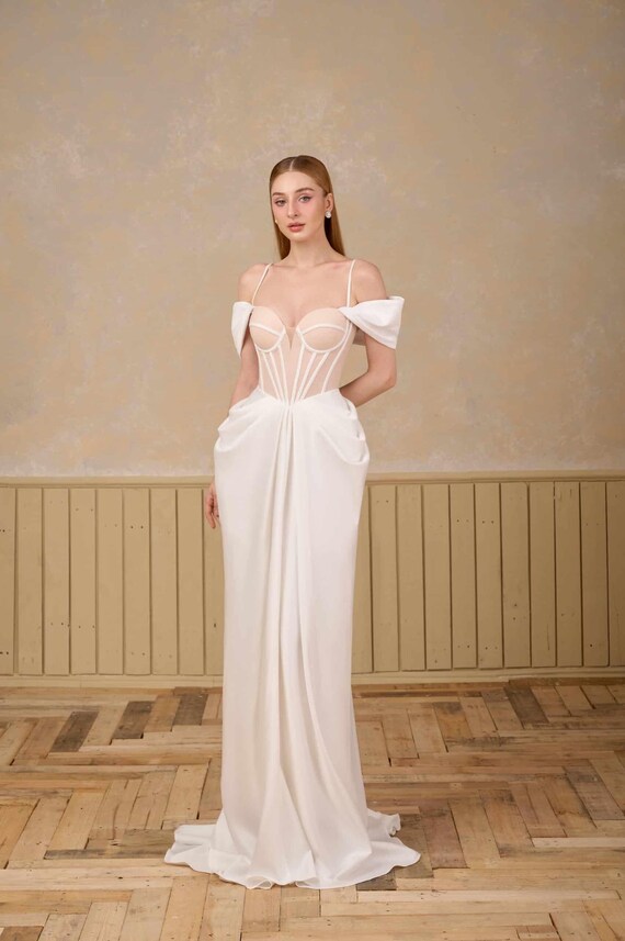 White Dress - Long Satin Dress - Party Dress - off the Shoulder Dress -  Bridesmades Dress - Gift for Her - Engagement Dress - Gift for Bride - Etsy