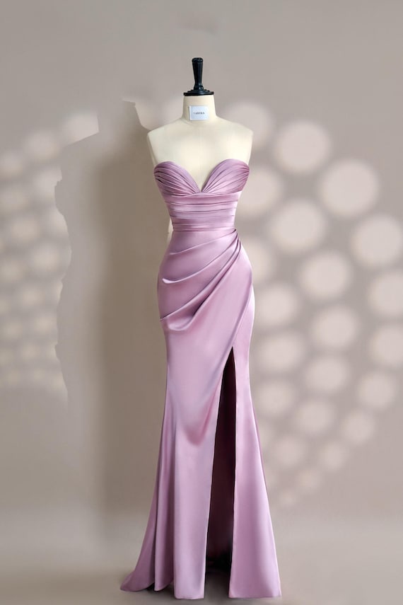 strapless open back dress Deep Purple Silk DUPIONI, Christmas Party Dress, Other Colors Availabl   Ruth Sewing Room