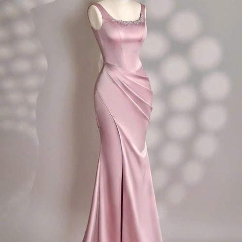 Pink Dress - Long Dress - Party Dress - Simple Wedding Dress - Gift For Her - Engagement Dress - Gift For Bride - Prom Dress