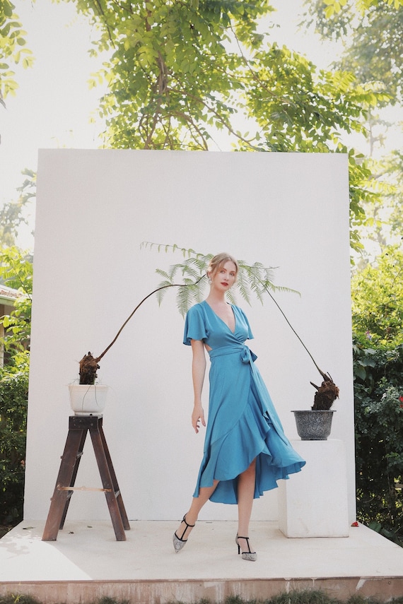 Wrap Dress/ Silk Dress /bridesmaids Dress /beach Wedding Dress