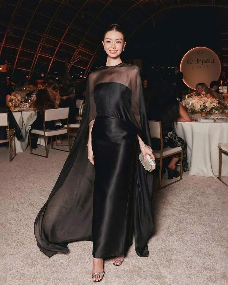 Silk Slip Dress With Sheer Overlay