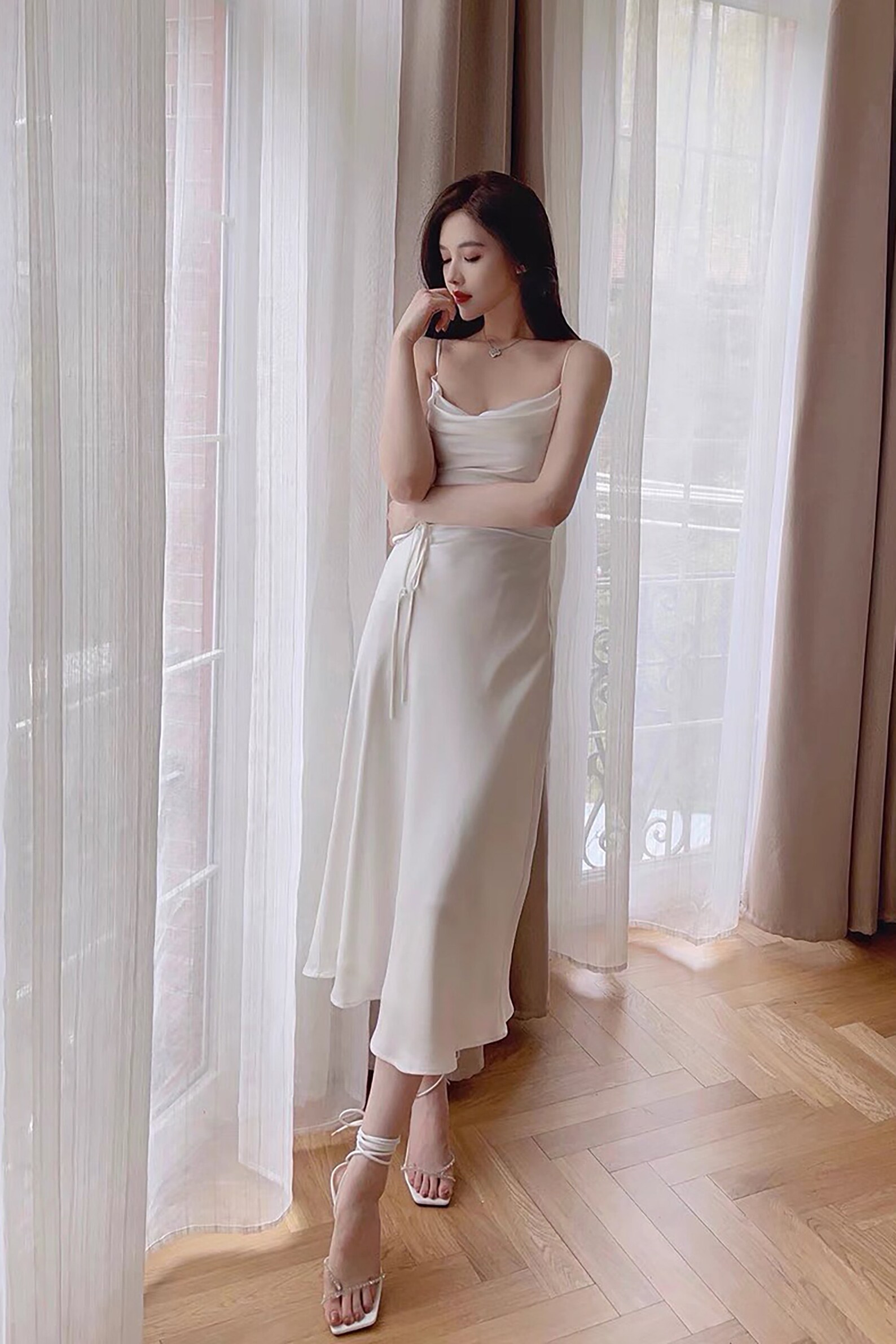 Ivory Dress/ Silk Dress/ Slip Dress/ Summer Dress/ Engagement Dress ...