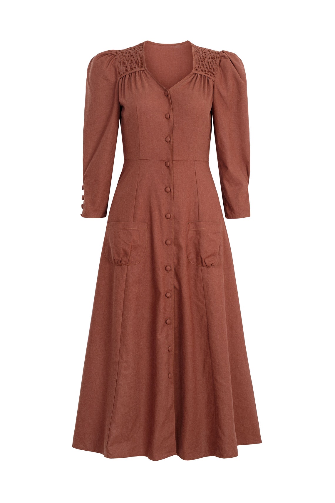 1930s Dresses | 30s Art Deco Dress     Pockets linen dress -Linen dress for women- 100% pure linen -Graduation Dress - Linen dress - Summer Dress- Flax Dress - Gift for her  AT vintagedancer.com