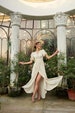 Long dress/ Silk dress/ Vintage dress/ Summer dress/ Wedding dress/ Bridesmaid dresses/ Engagement dress/ Pearl Button/ Gift for her 
