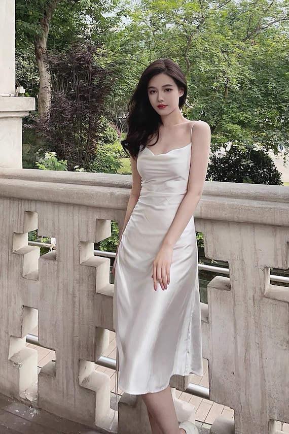 Ivory Dress Silk Dress Slip Dress Summer dress Engagement dress Bridesmaids dress Wedding Guest dress Gift for her LAA107