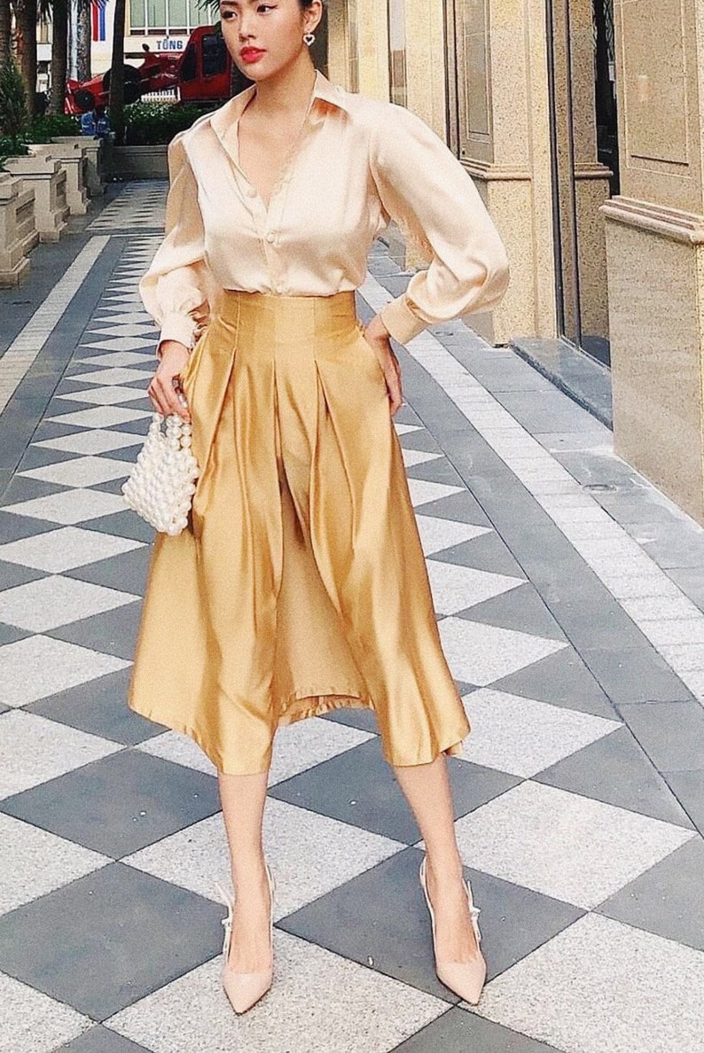 Maxi Skirt  Midi Skirt  High waisted skirt  Silk Skirt image 7