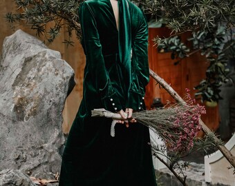 Robe De Soirée Maxi En Velours Vert American Girl - Taille L/XL Sans Manches - Occasion Excellente