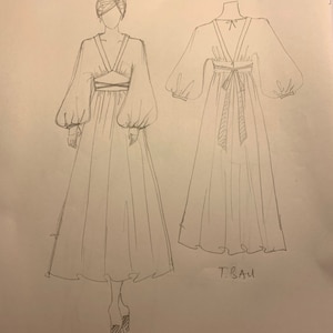 Long Sleeve Dress Silk Dress Bridesmaid Dresses Gift for her Simple Wedding Dress Engagement dress Over size dress LAA18 image 7