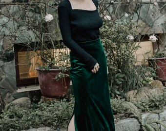 訳あり　enof velvet long skirt M Essential Cindy Maxi Skirt - Gold Velvet – Elhoffer Design