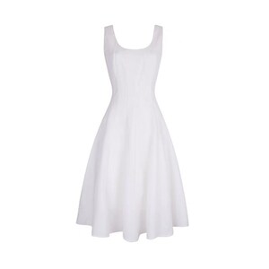 White Simple Wedding Dress Flax Dress Linen Dress Midi Dress Lolita ...