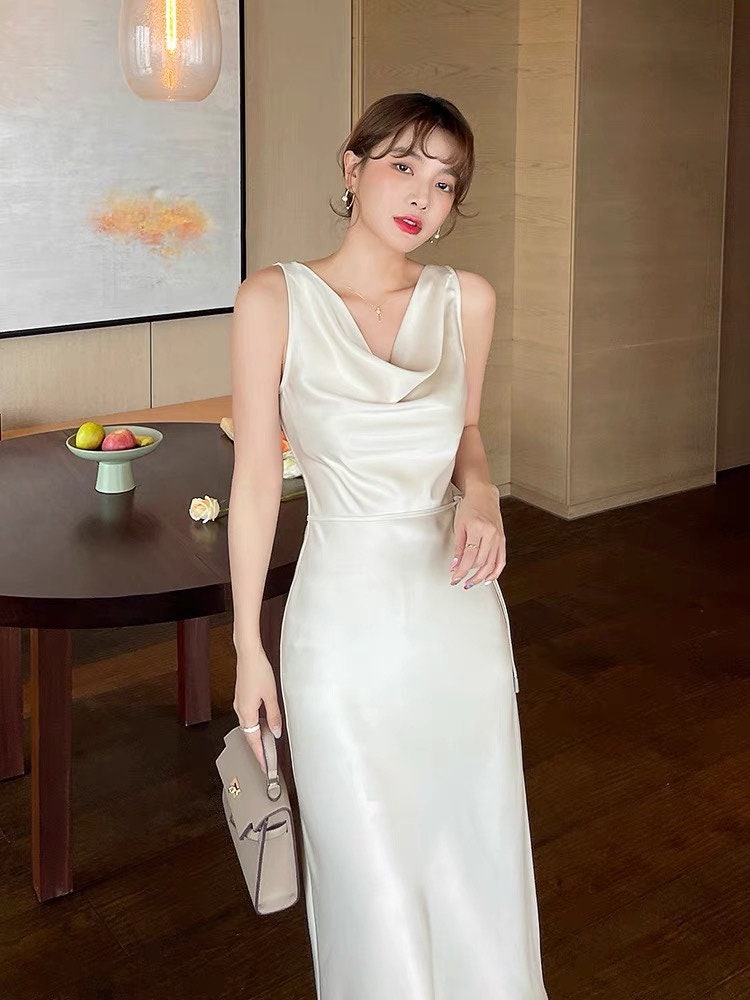 Ivory Dress Midi Dress Bridesmaid Dresses Silk Dress - Etsy