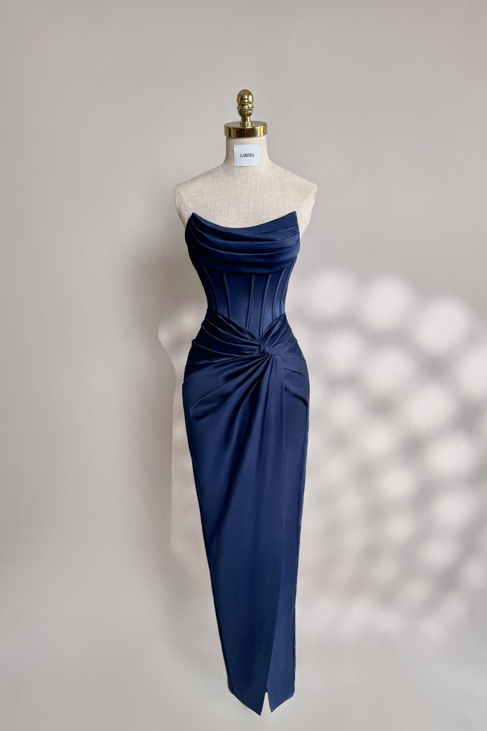 ceil blue dress Stunning 1950's Ceil Chapman Cocktail Dress in Cerulean Blue / Small