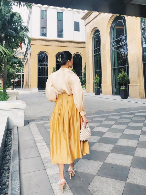 Maxi Skirt - Midi Skirt - High Waisted Skirt - Silk Skirt