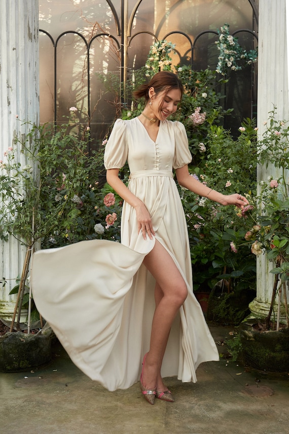 Long Dress/ Silk Dress/ Vintage Dress/ Summer Dress/ Wedding Dress