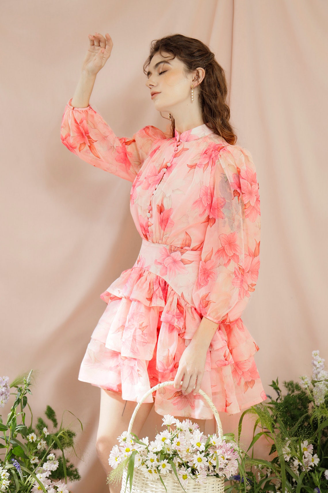 Flower Summer Dress Mini Chiffon Dress Prom Dress Etsy