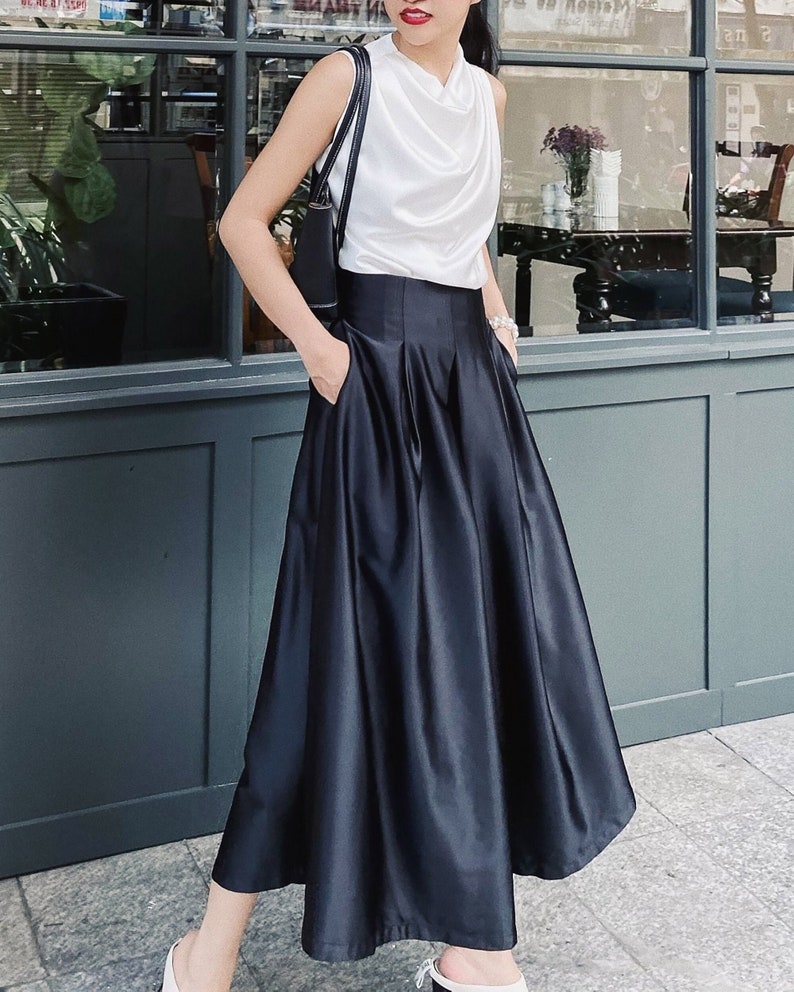 Maxi Skirt  Midi Skirt  High waisted skirt  Silk Skirt image 1