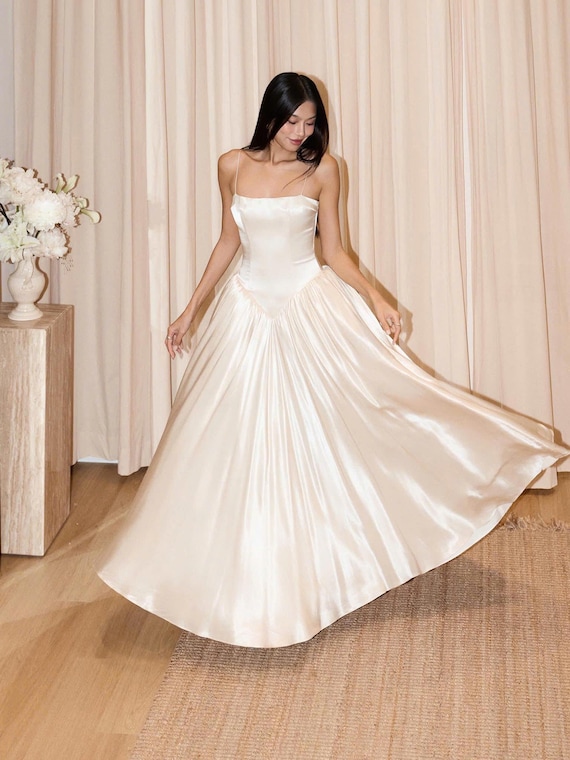 ivory cream bridesmaid dresses Dress - Midi Dress - - Silk Dress - Simple Wedding Dress - Engagement Dress - Slip Dress Lace Portia & Scarlett Strapless new postpartum friendly and designed for Color:BLACK