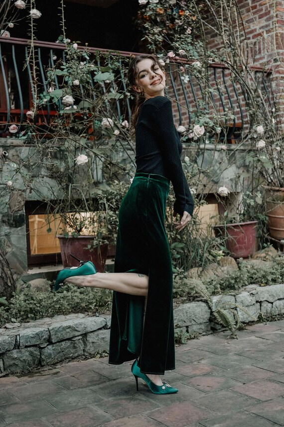 Velvet Skirt Maxi Skirt High Waisted Skirt Winter Skirt