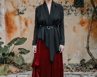 Velvet Maxi Skirt - High Waisted Skirt - Velvet Clothing