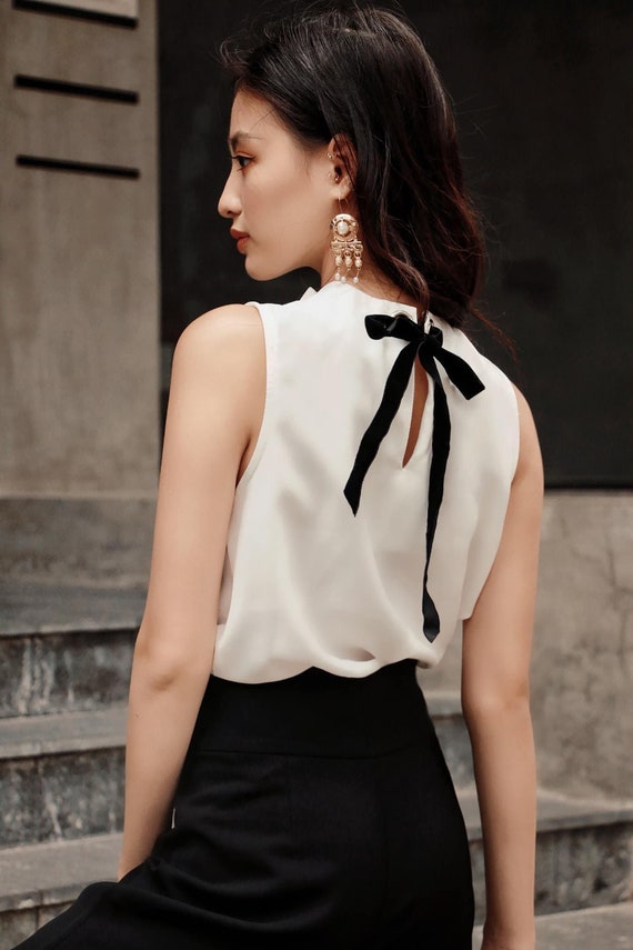 Blusa blanca seda mujer new arrivals
