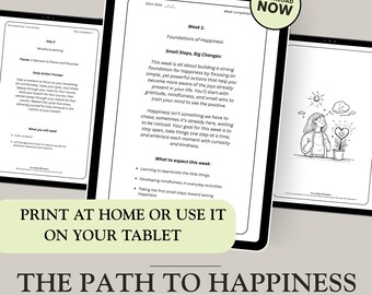 Self-Love Journal, Printable Gratitude & Mindfulness Workbook, 30-Day Guided Happiness Planner | GoodNotes Digital Journal PDF