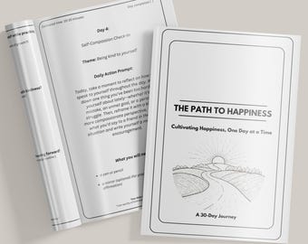 30-Day Guided Happiness Journal – Daily Reflection Prompts | Mindfulness & Wellness Gift | Mental Health Self-Care Diary