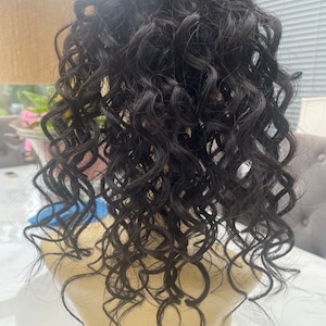 Schwarze Wasserwelle Haargummi (1B) in Echthaar-Mix mit premium Haarverlängerungen Pferdeschwanz 14 Zoll