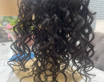 Black Water Wave Scrunchie: 14" Human Hair Blend Ponytail Extension