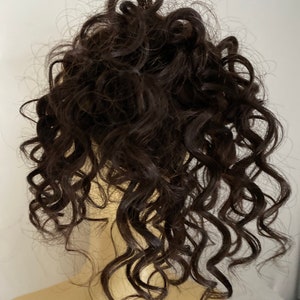 Dark brown (2) mix human and premium hair Scrunchie hairpiece ponytail extensions in Water wave 10 inches