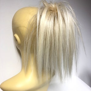 Human hair mix  blonde hair Scrunchie in human hair mix with premium hair extensions ponytail 8 inches