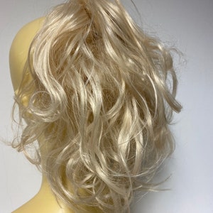 Blonde human and premium hair mix Scrunchie hairpiece ponytail extensions 8 inches