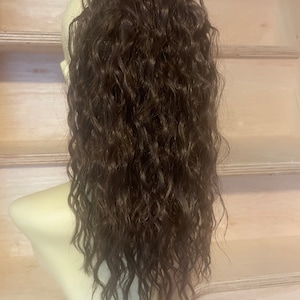 ブラウン（4）フリーウェーブヘアシュシュ、人毛ミックス、プレミアムヘアエクステンション付きポニーテール14インチ
