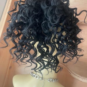 Black (1)in deep curl hair Scrunchie in human hair mix with premium hair , extensions ponytail 8 inches