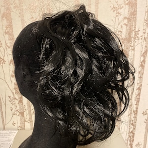 Black (1) human hair wavy mix with premium synthetic hair 8 inches