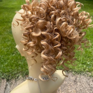 Blend in golden blonde Wasserwelle Haargummi Scrunchie in Echthaar-Mix mit Premium-Haar , Erweiterungen Pferdeschwanz 8 Zoll (27)