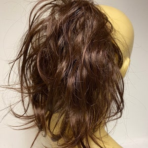 Brown (4) wavy human hair mix with premium synthetic hair 8 inches