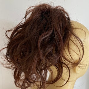 Rich red chestnut brown wavy hair Scrunchie in human hair mix with premium hair extensions ponytail 8 inches (4/33)