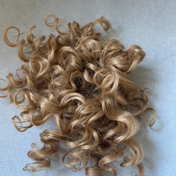 Blend in golden blonde deep wave hair Scrunchie in human hair mix with premium hair , extensions ponytail 8 inches (25/27)