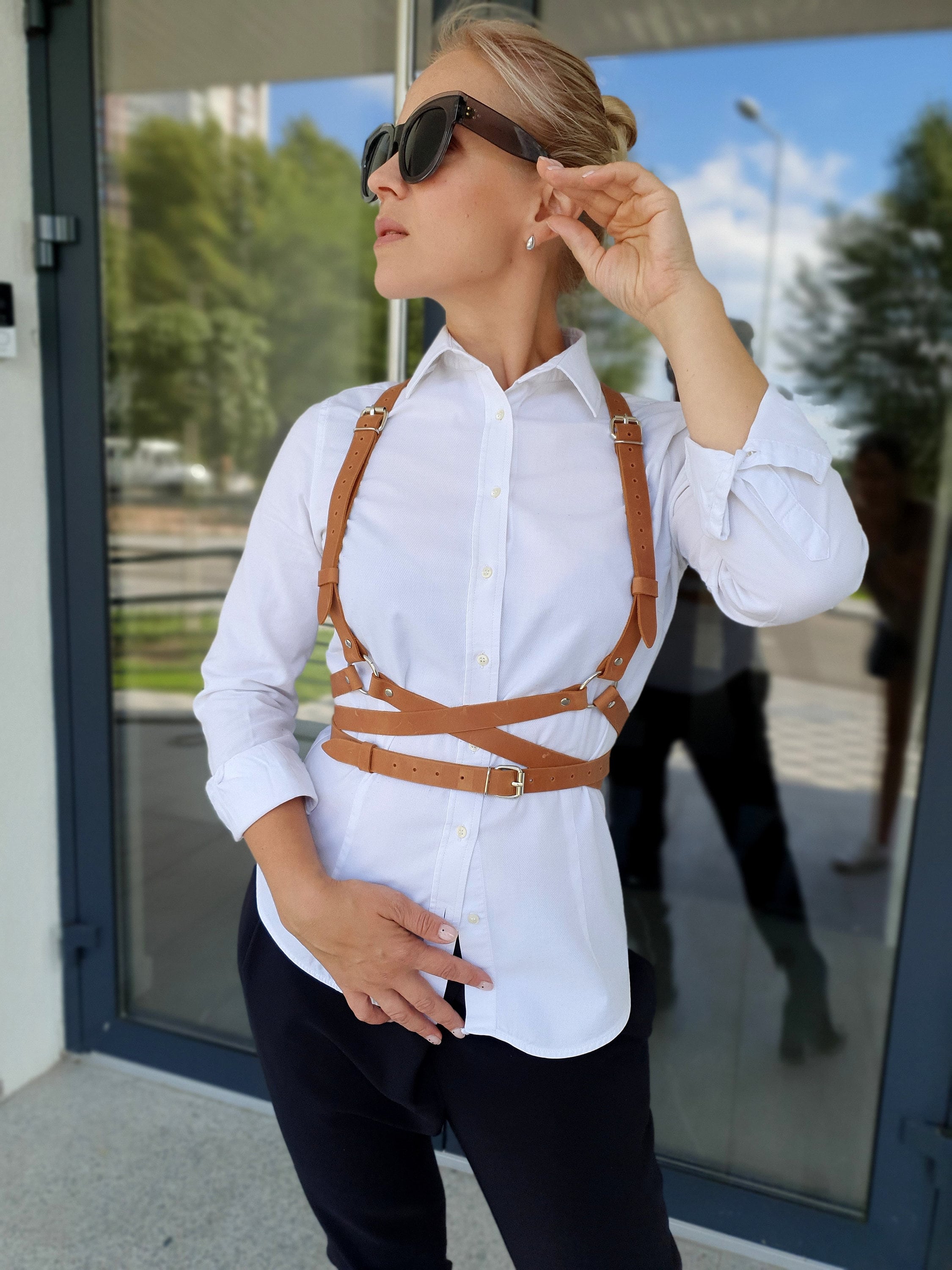 Bondage Harness Bra, Body Harness Fashion, Leather Chest Harness Etsy