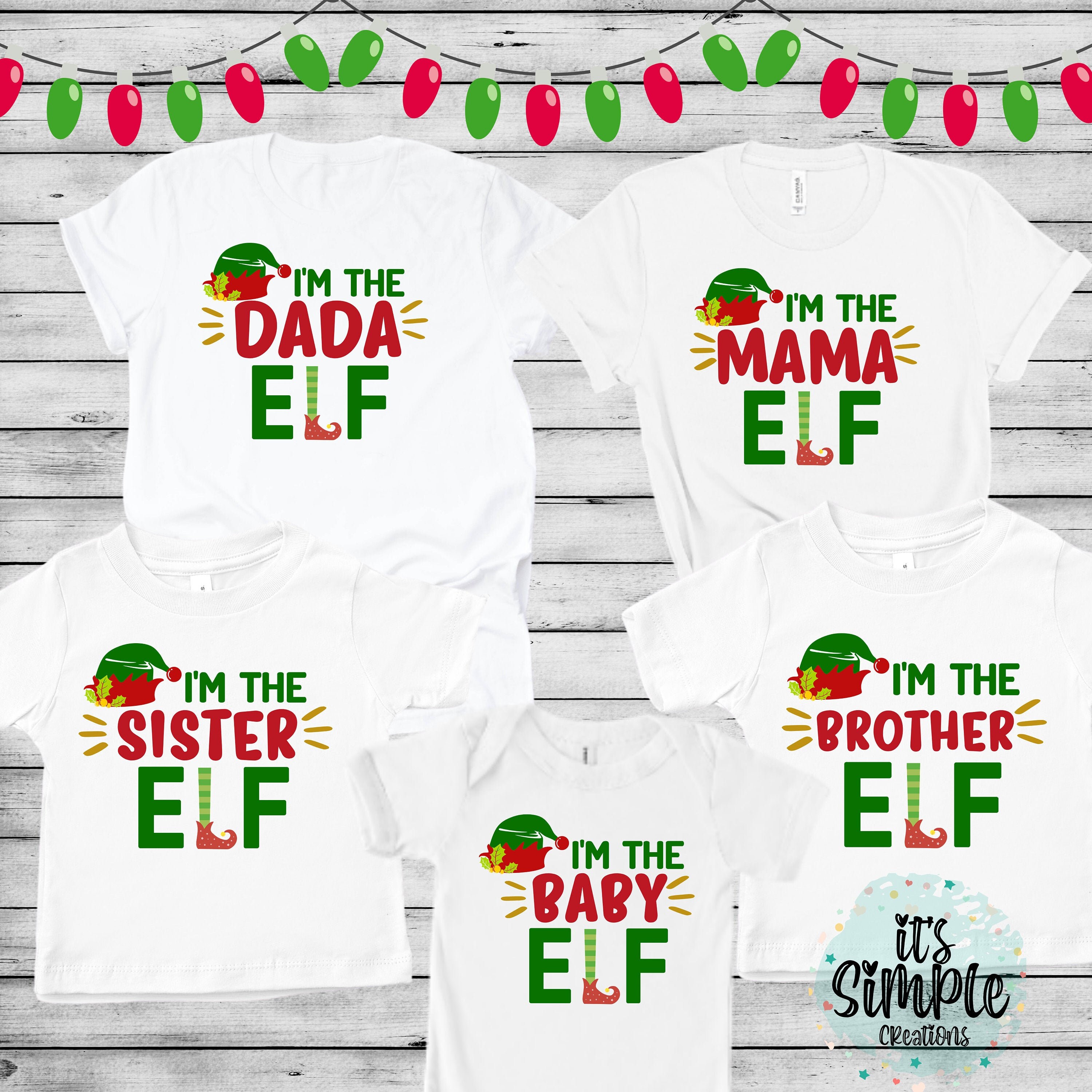Christmas Family Elf Shirts \u2022Dada  Mama  Sister Brother Baby Elf Shirts Christmas\u2022 Holiday Matching Pajama Tops Adult Youth Kid Toddler Baby